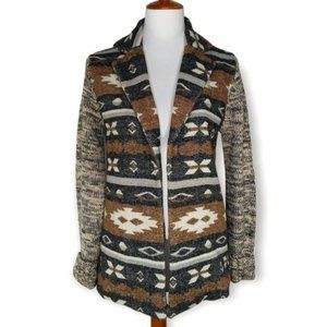 Skies Are Blue Open Cardigan Sweater Size 8 Aztec Tribal Western Southwestern